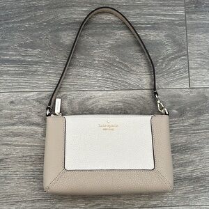 NWT Kate Spade Lena Colorblock Convertible Wristlet Light Sand and Gold